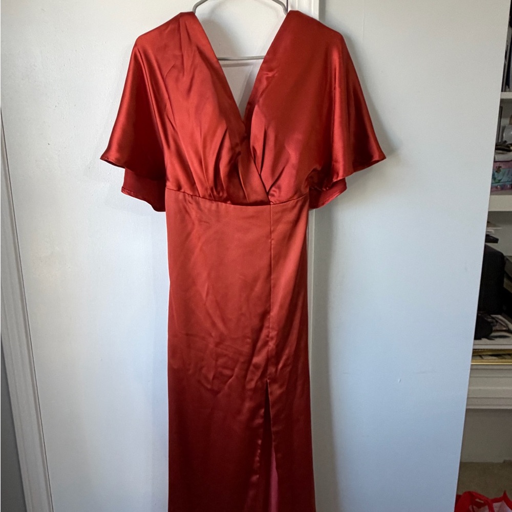 Elegant rust colored Satin Dress